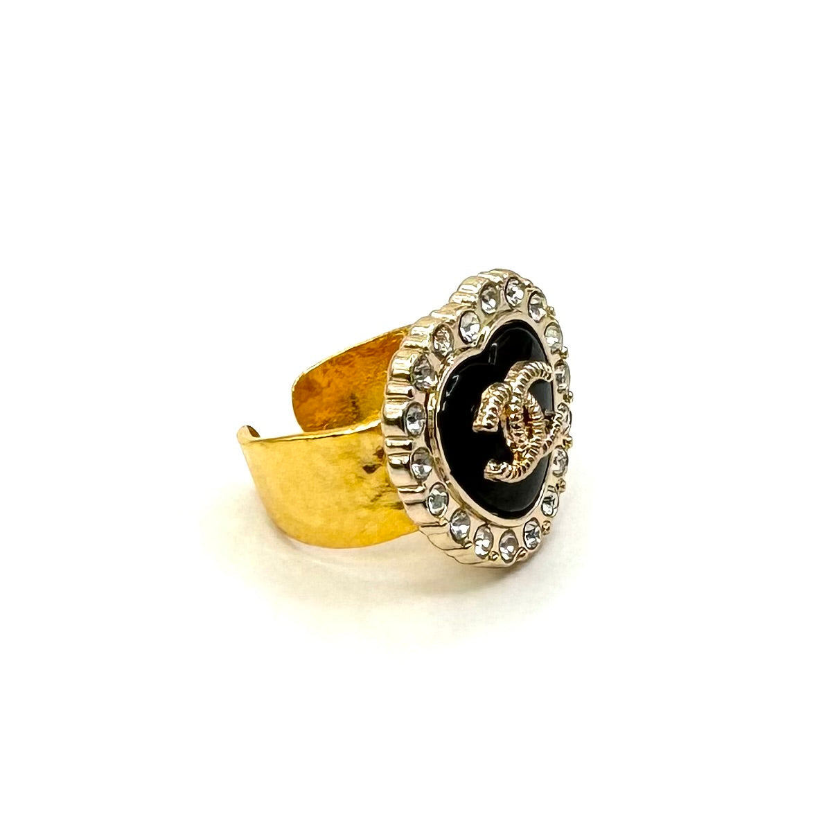 Sparkle Black Heart Button Ring