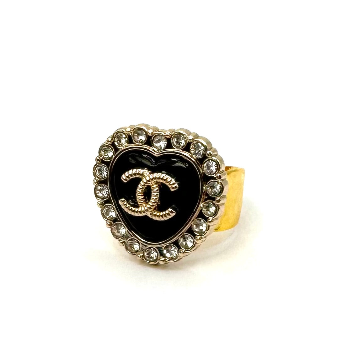 Sparkle Black Heart Button Ring