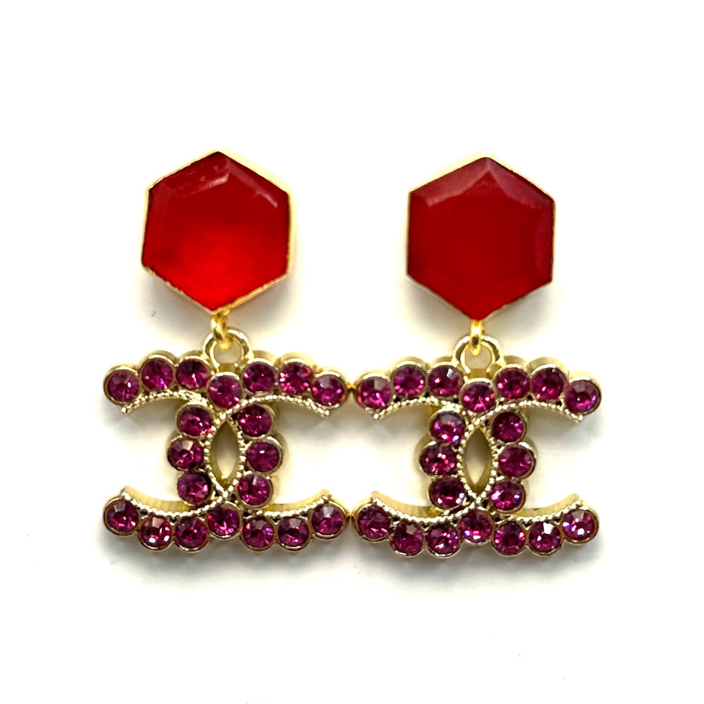 Dark Pink Sparkle Earrings