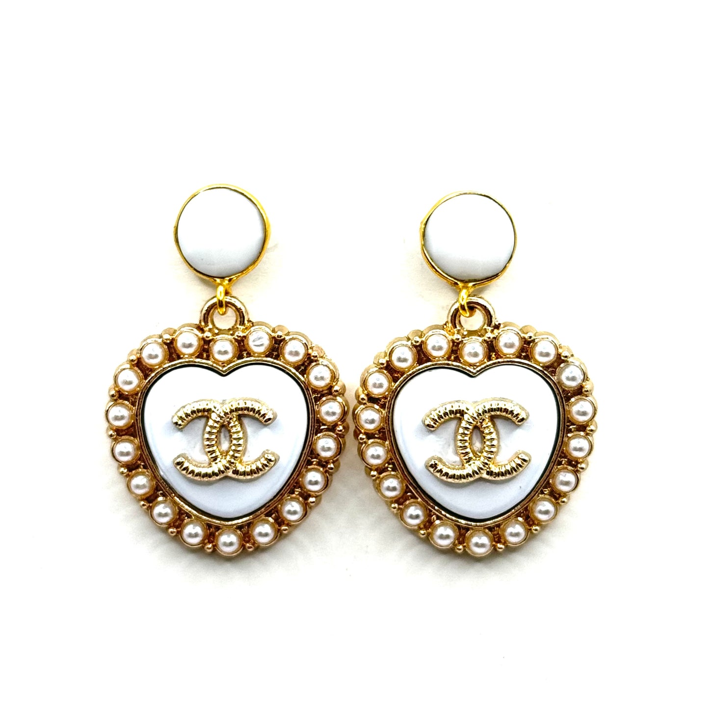 Pearly White Heart Earrings