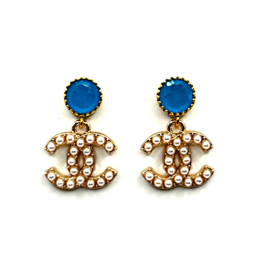 Blue & Pearly Earrings