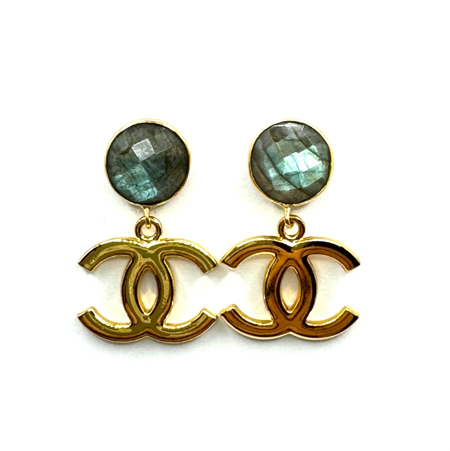 Iridescent Gold Tone Earrings