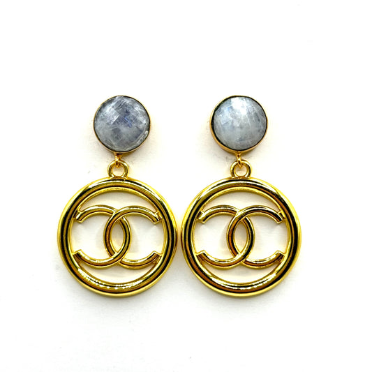 Gray & White Gold Tone Earrings