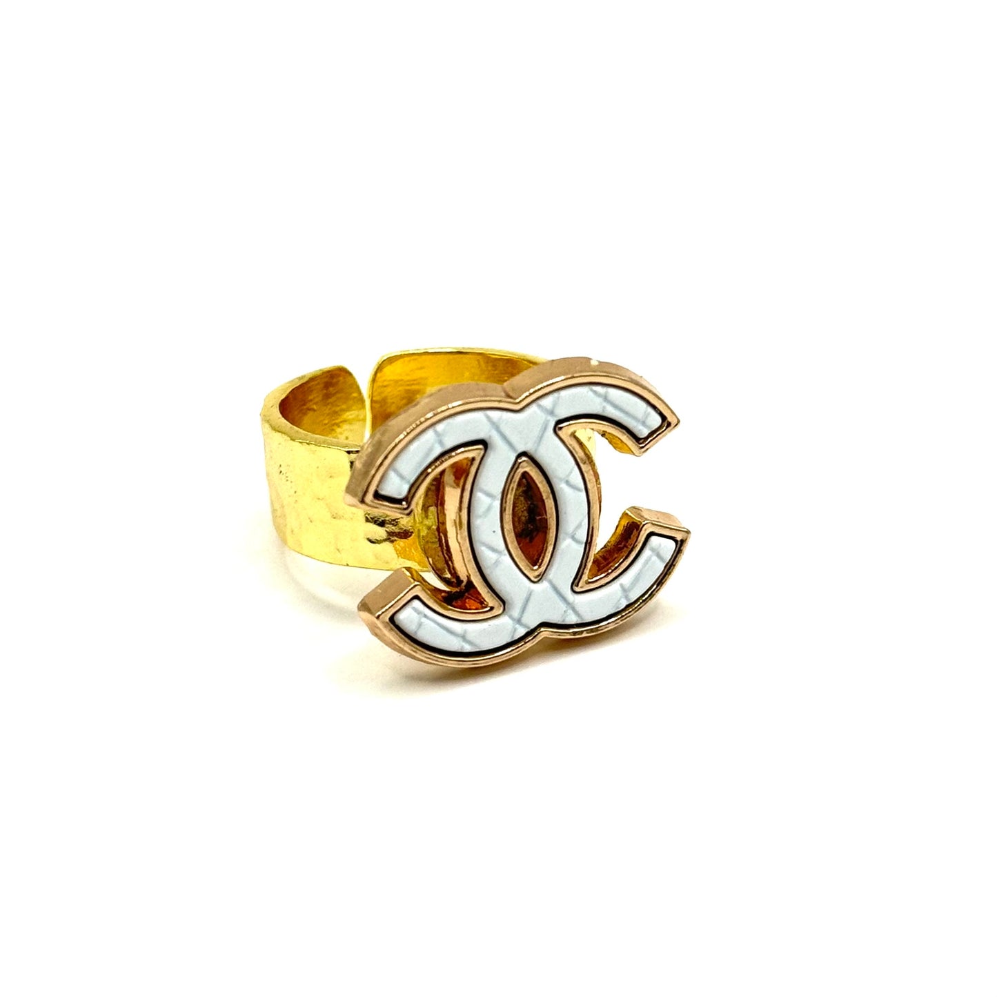 White Luxury Button Ring