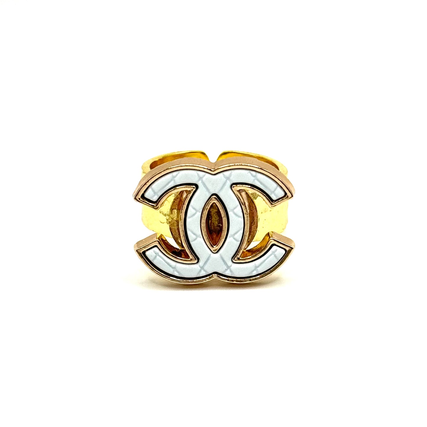 White Luxury Button Ring