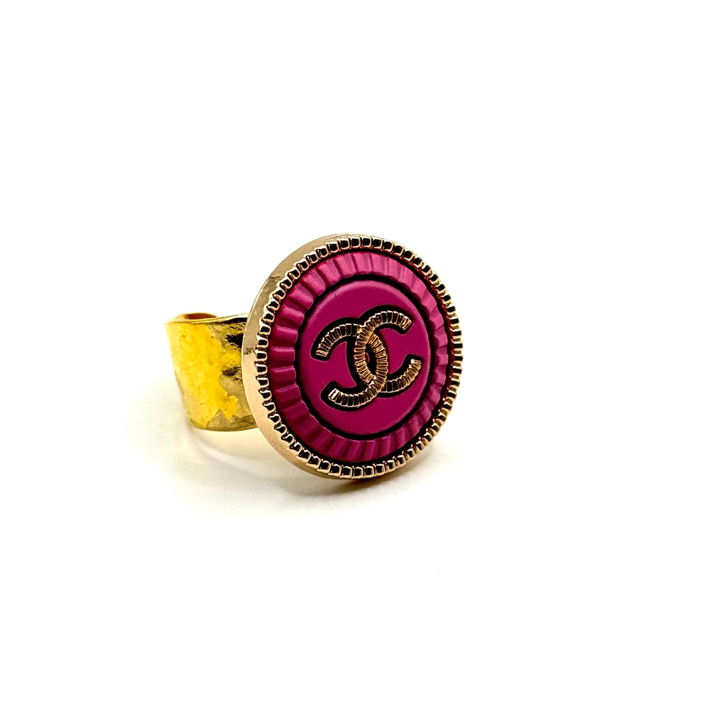 Pink & Gold Button Ring