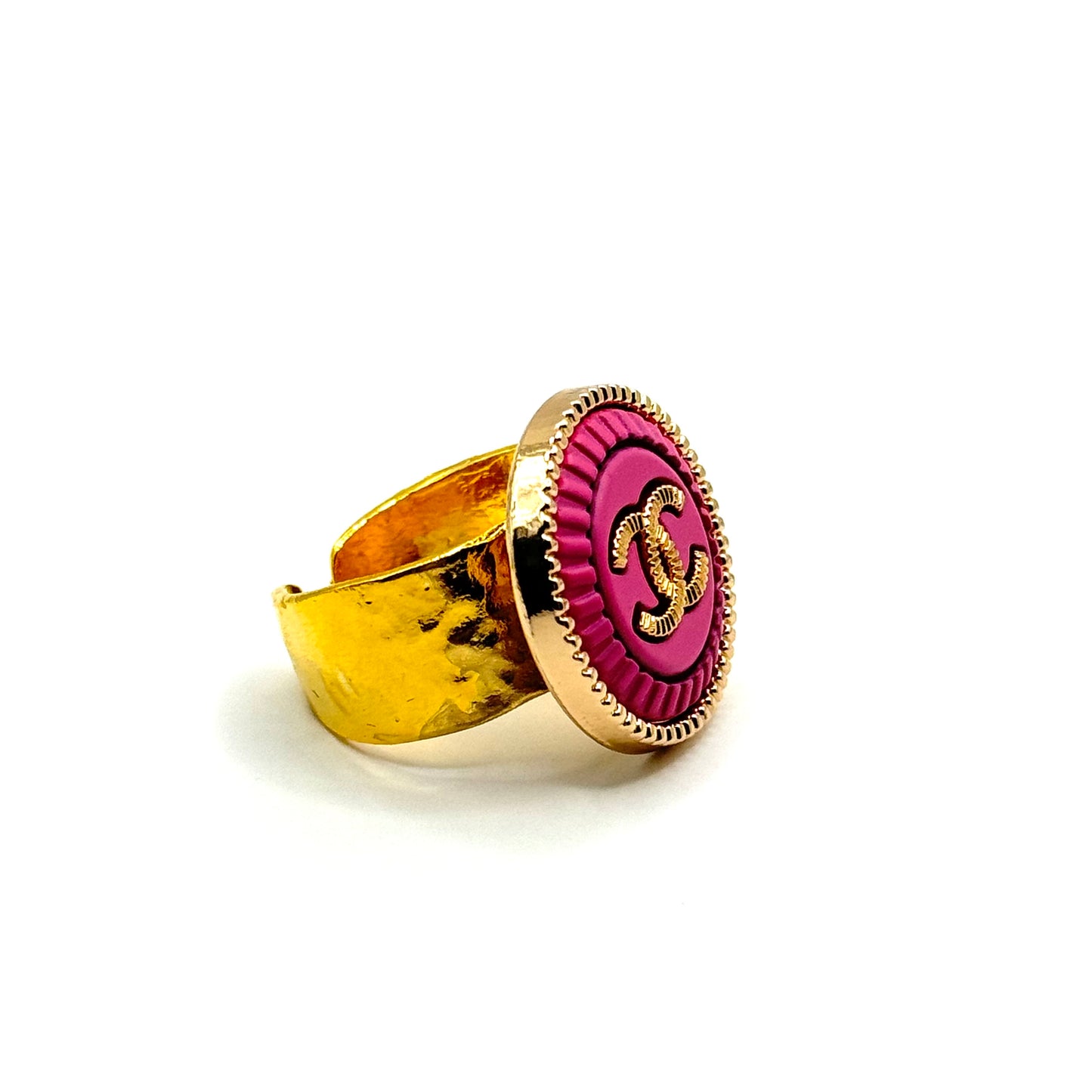 Pink & Gold Button Ring