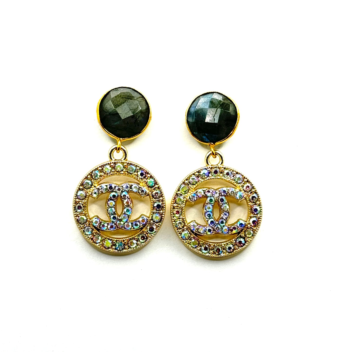 Sparkly Iridescent Circle Earrings