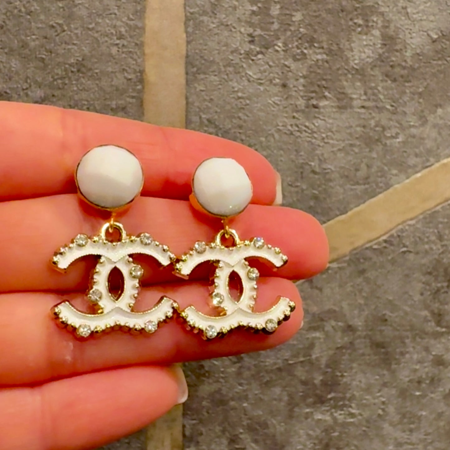 All White Luxe Sparkle Earrings