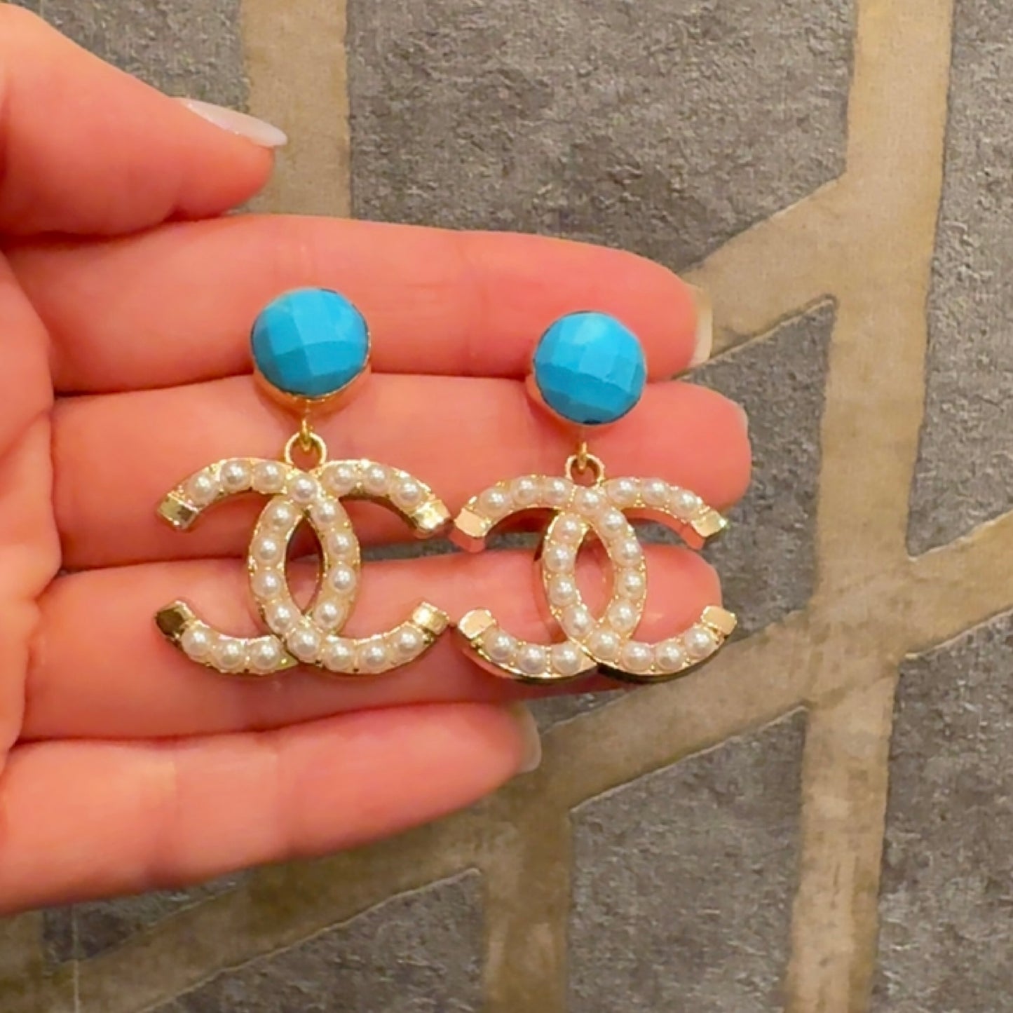 Turquoise & Pearly Luxury Earrings