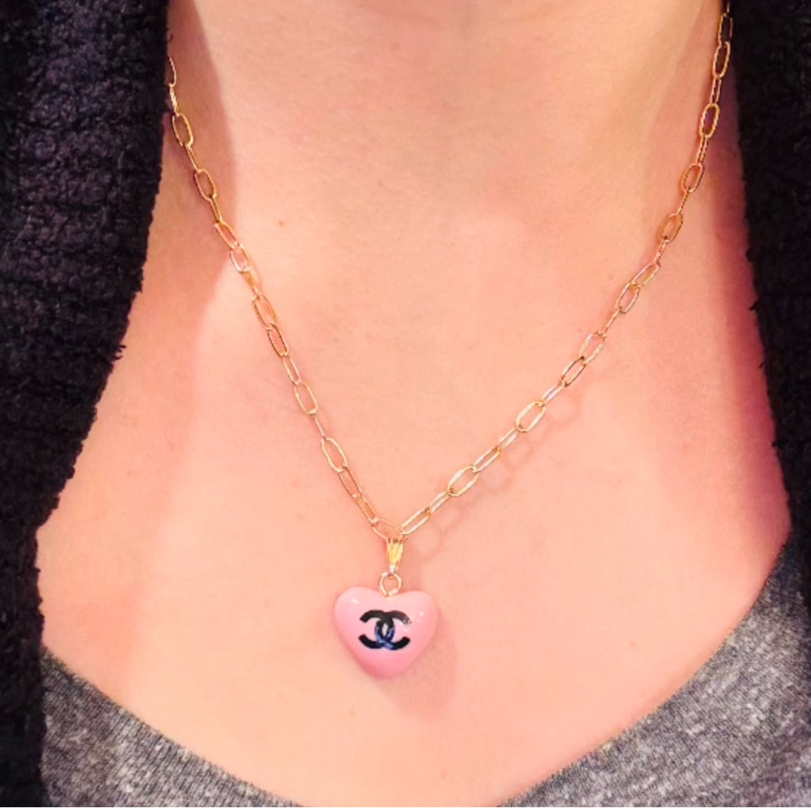 Black & Pink Heart Necklace