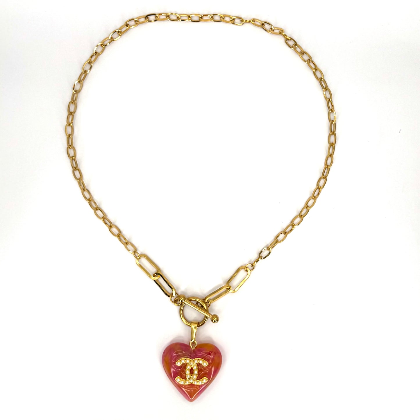 Berry Pink Resin Heart Necklace