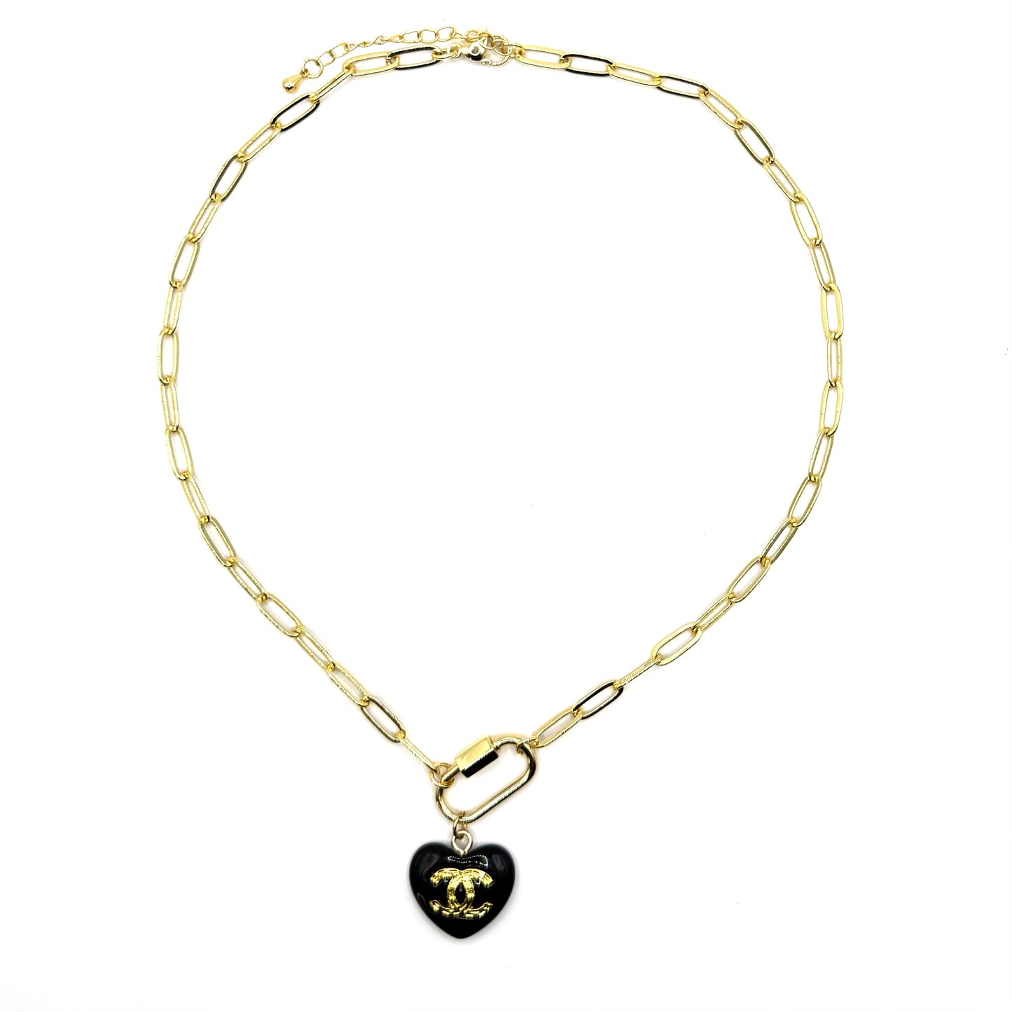 Black & Gold Tone Heart Necklace