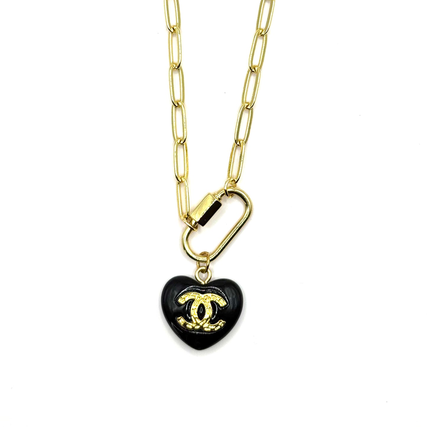 Black & Gold Tone Heart Necklace