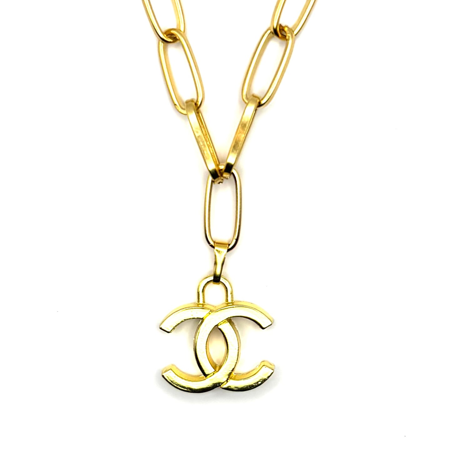 All Gold Tone Paperclip Necklace