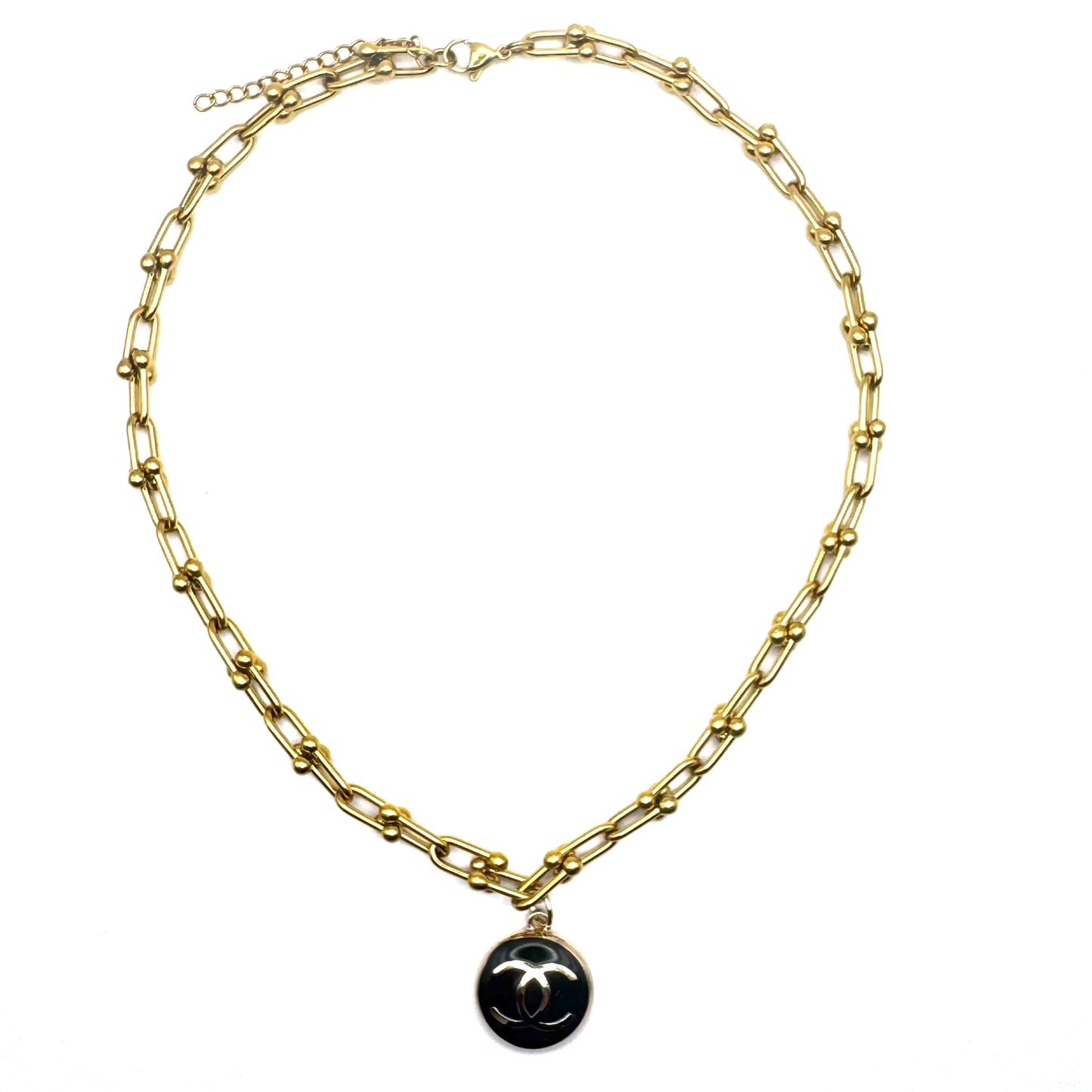 Black & Gold Tone Circle Necklace