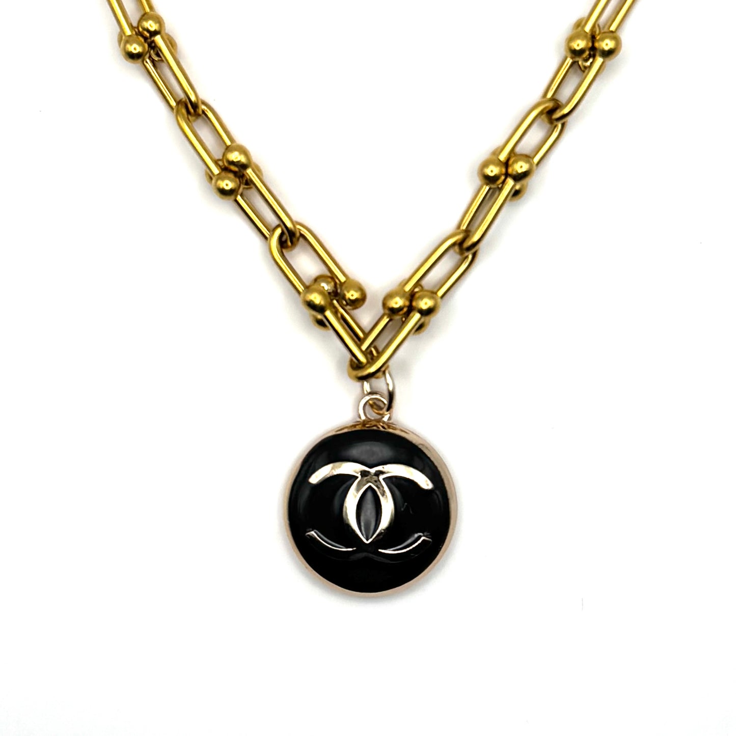 Black & Gold Tone Circle Necklace