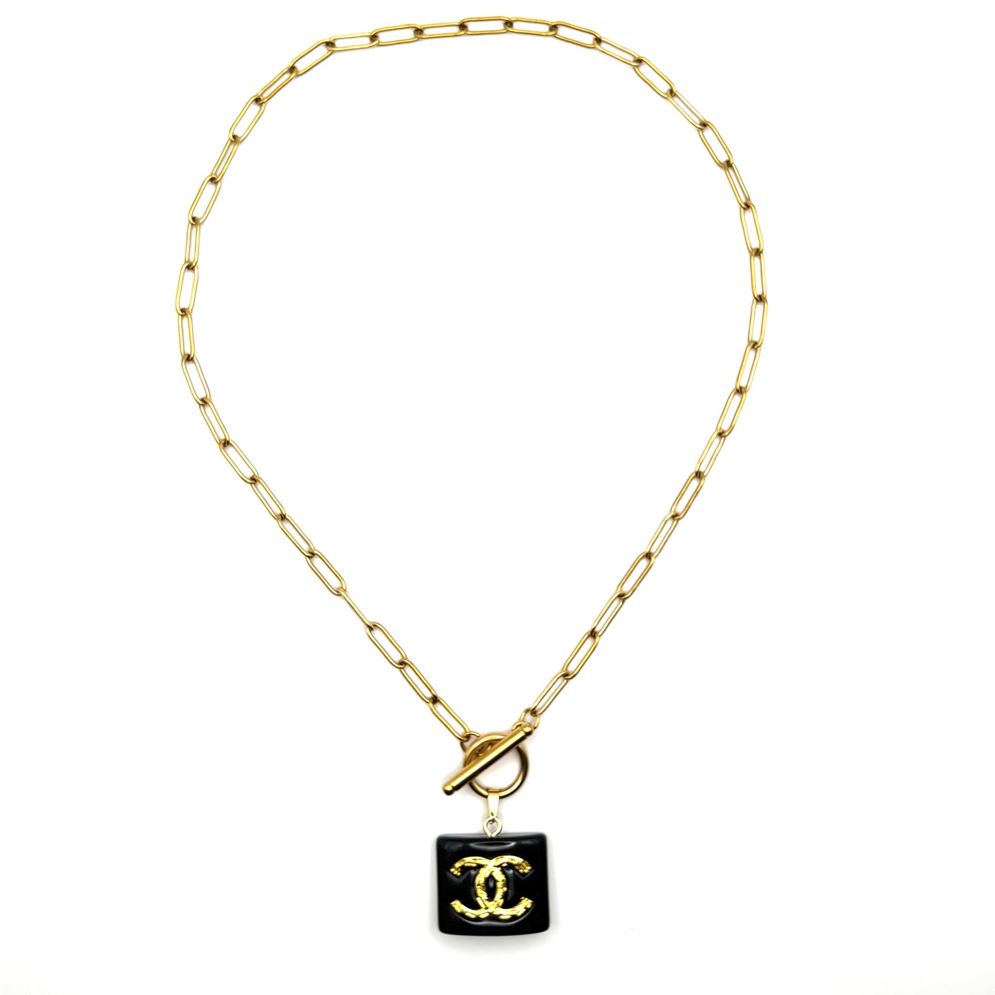 Black & Gold Tone Square Necklace