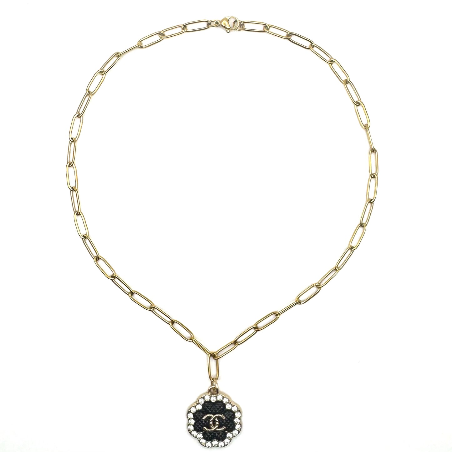 Black & Sparkly Clover Necklace