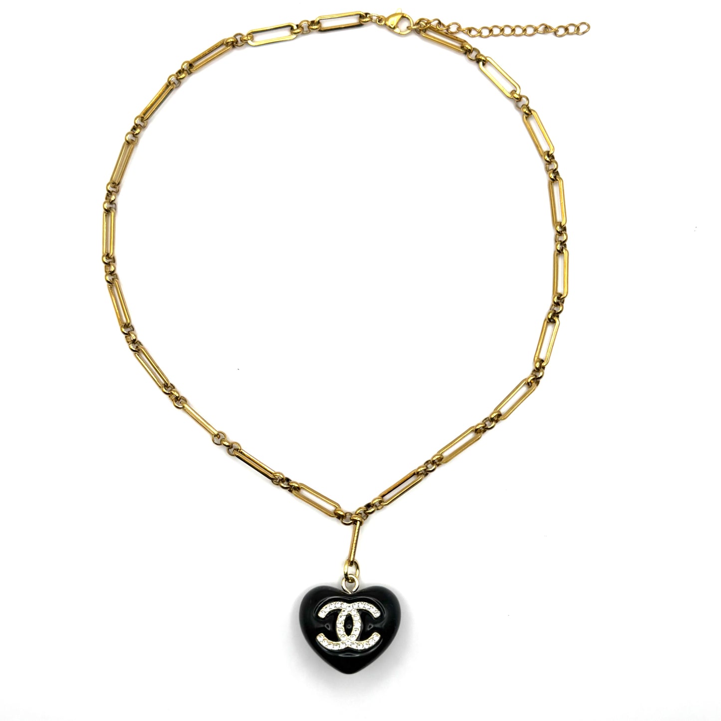 Black & Sparkly Heart Necklace