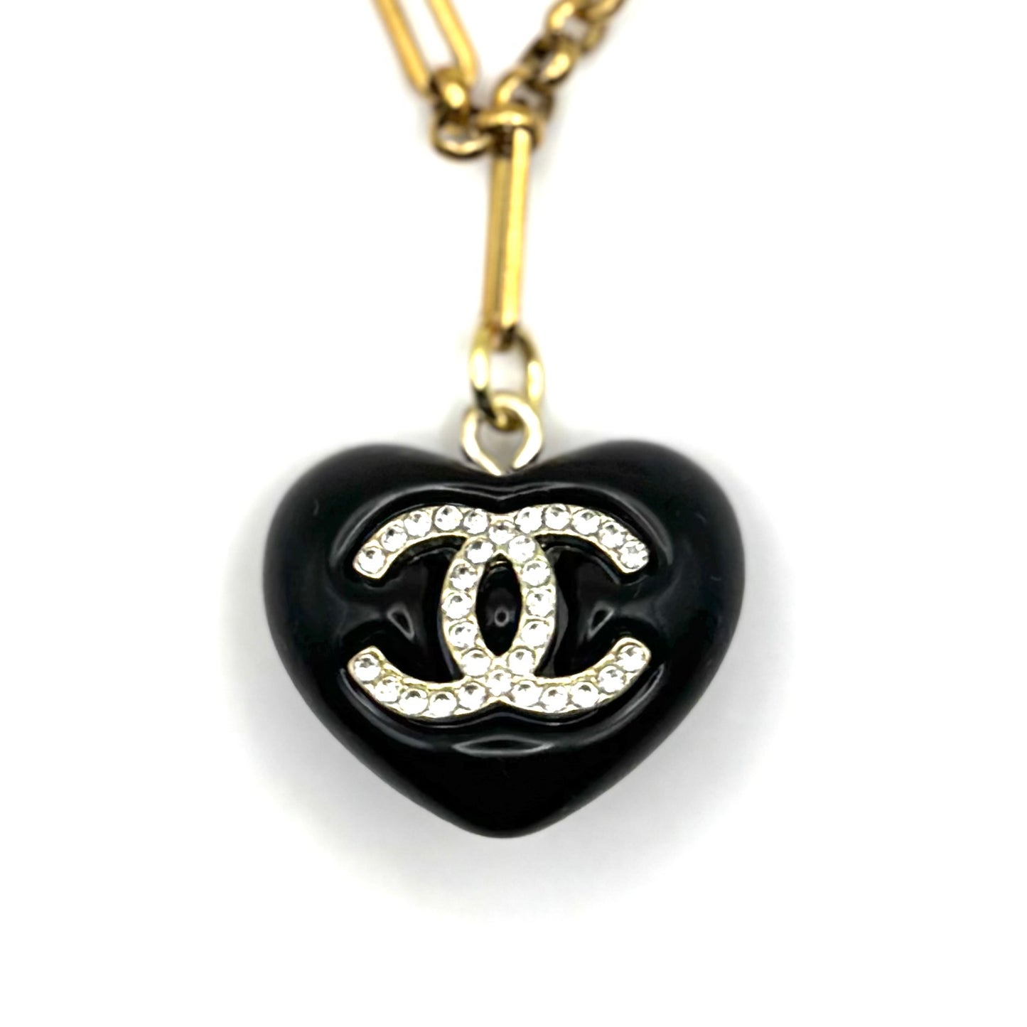 Black & Sparkly Heart Necklace