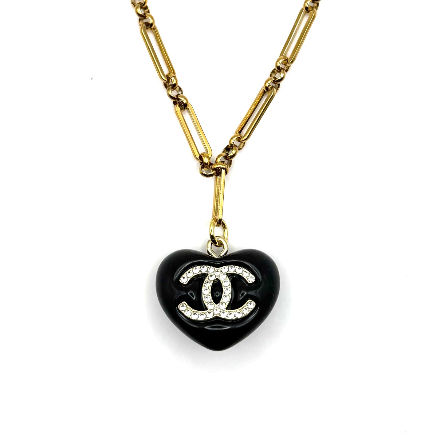 Black & Sparkly Heart Necklace