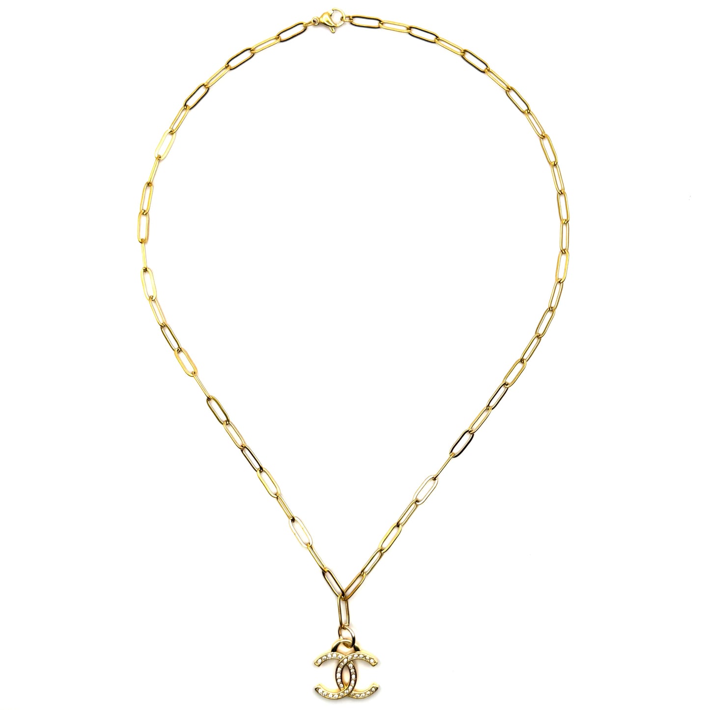 All Gold Tone & Crystal Necklace