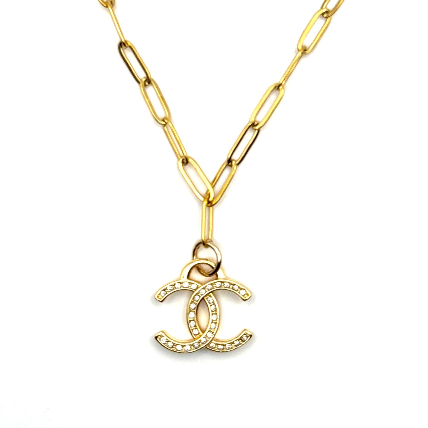 All Gold Tone & Crystal Necklace