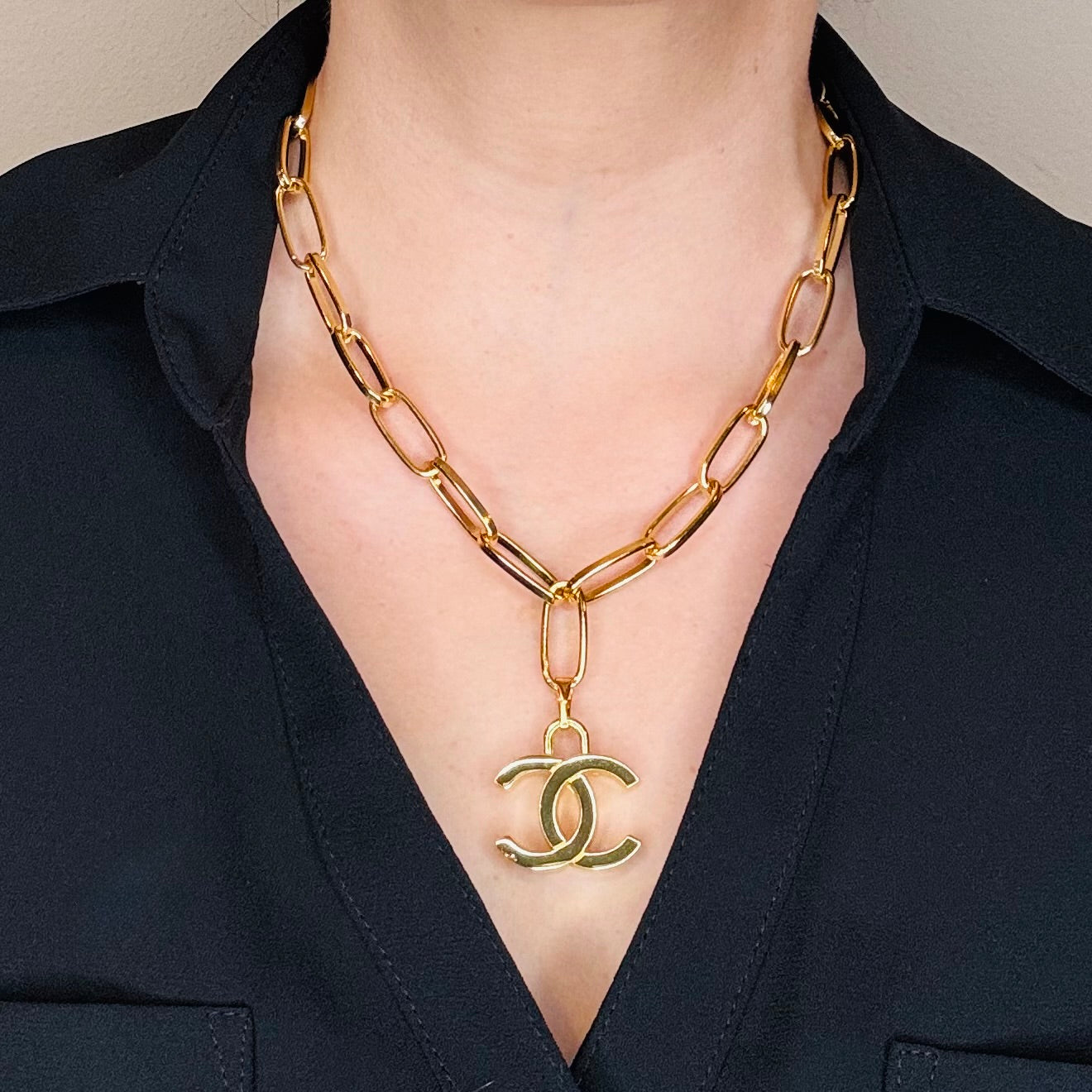 All Gold Tone Paperclip Necklace