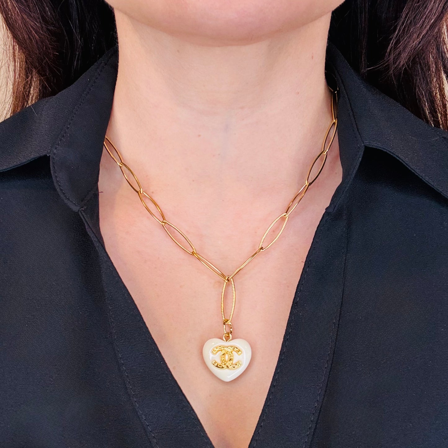 Beige Heart Necklace