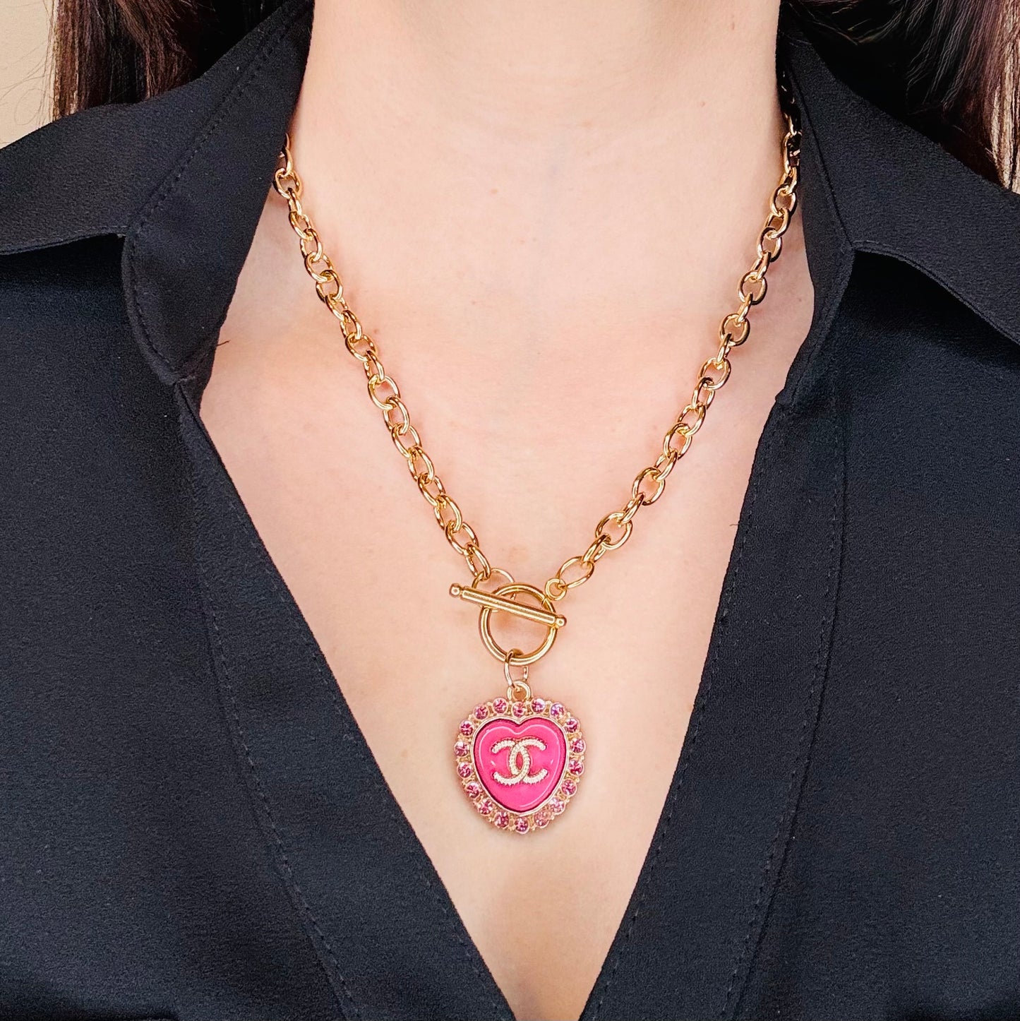 Berry Pink Heart Necklace