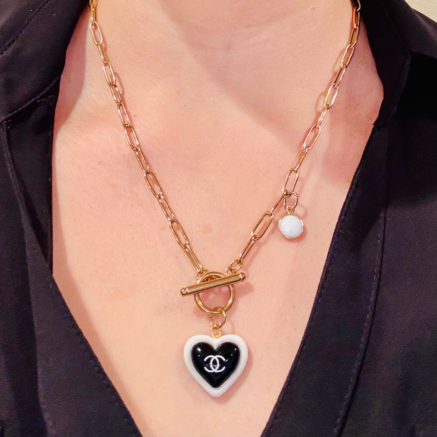 Black & White Heart Necklace
