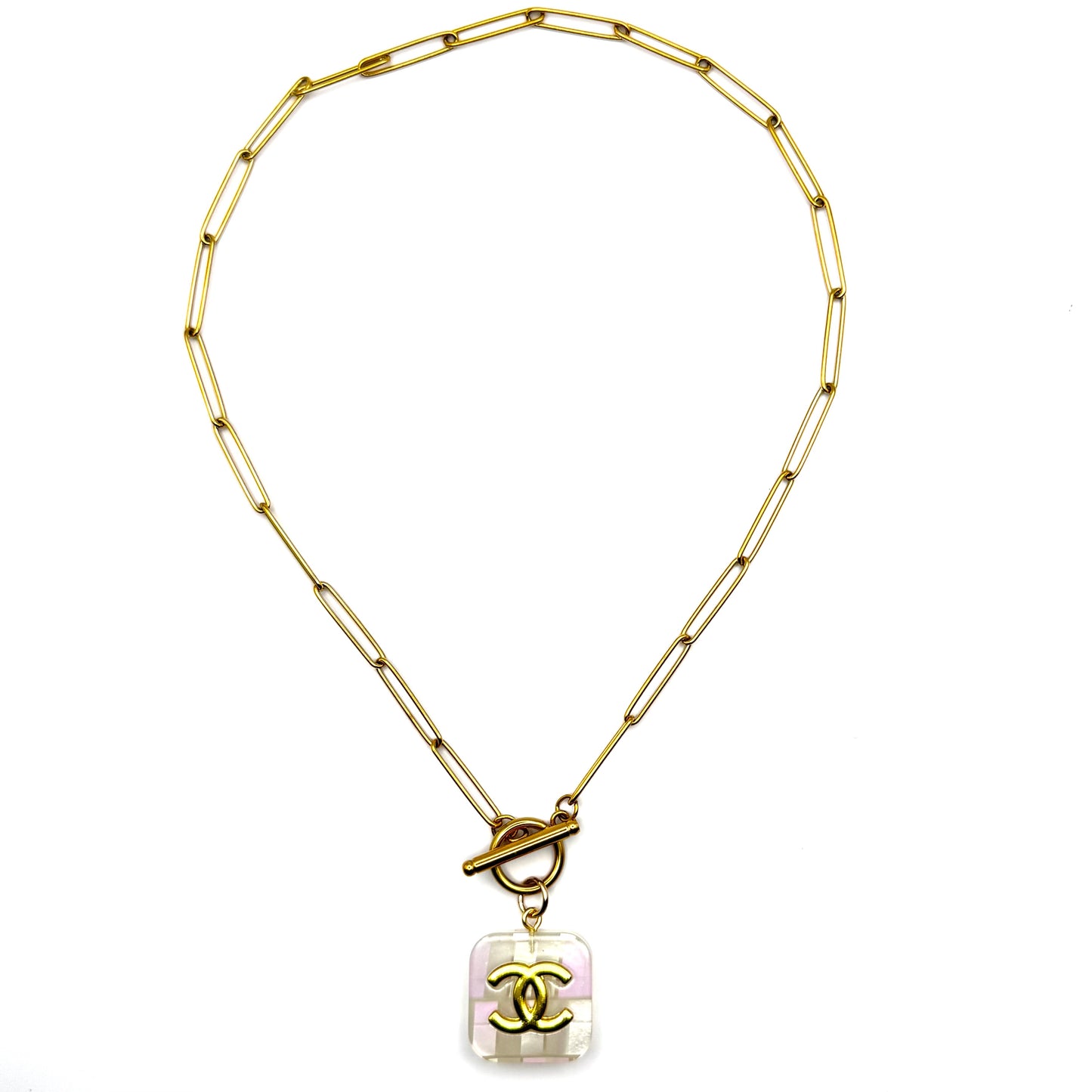 Gold Tone & Iridescent Necklace