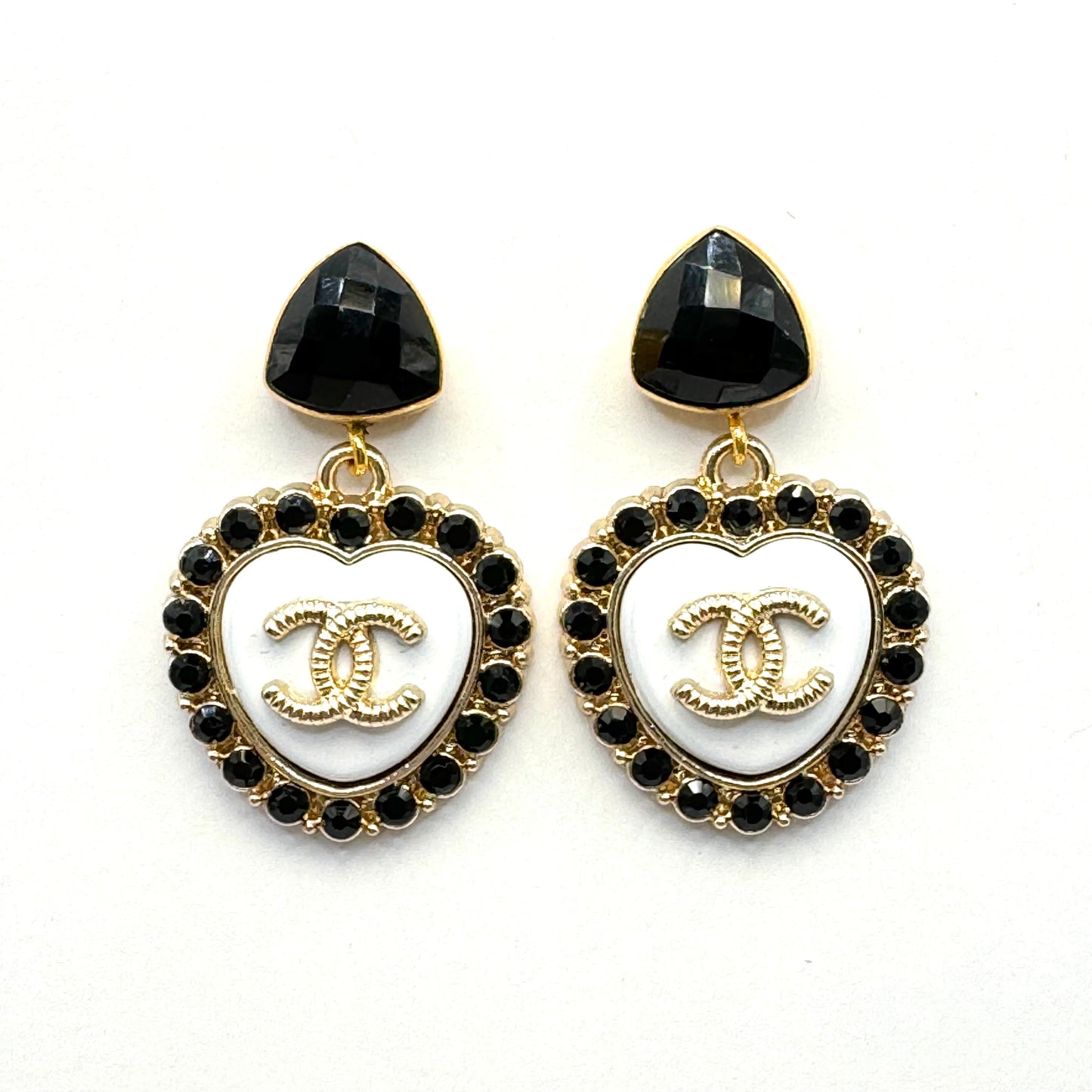 Black & White Heart Earrings
