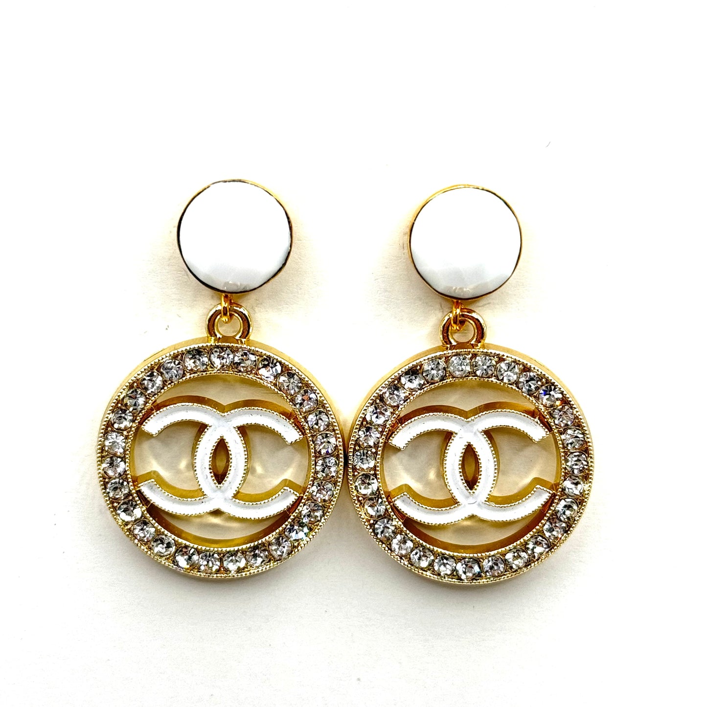 White Circle Earrings