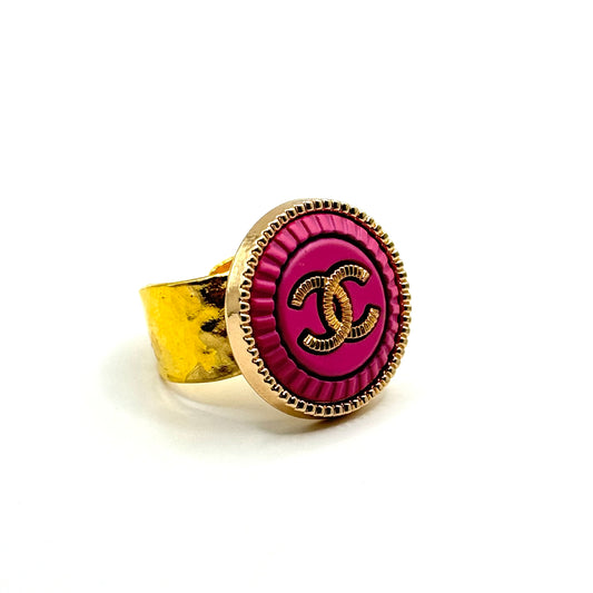 Pink & Gold Button Ring