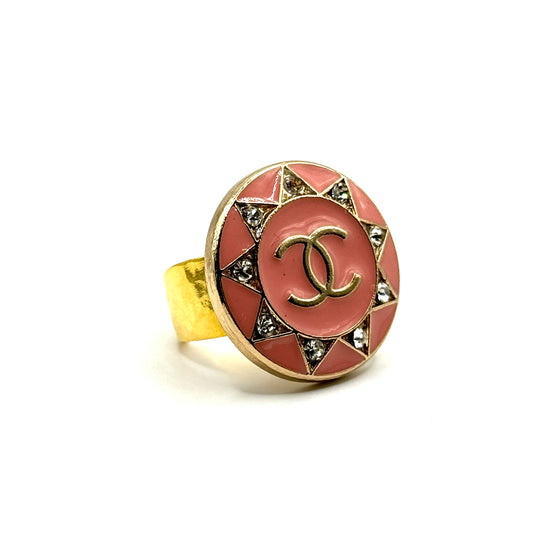 Pink & Gold Enamel Ring