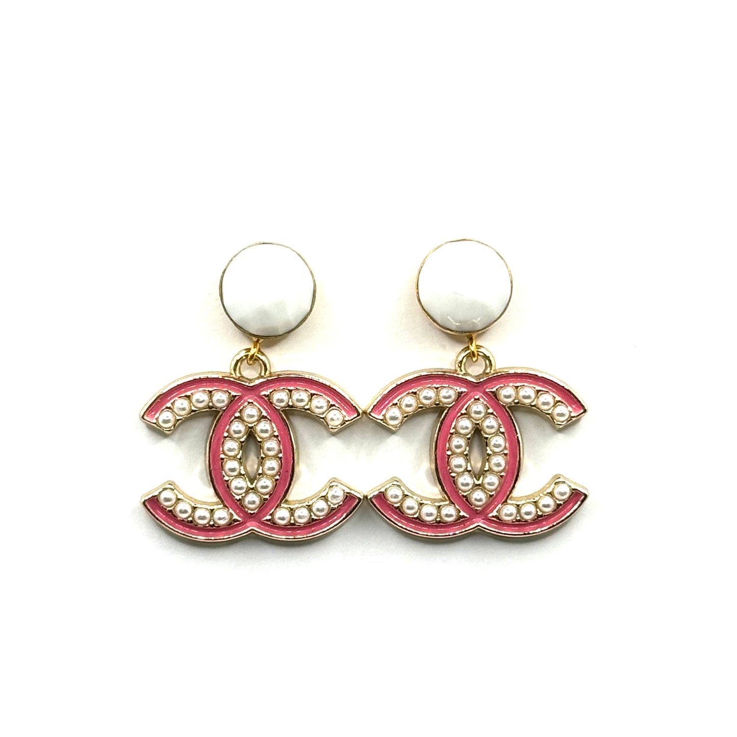 White & Pink Pearly Earrings