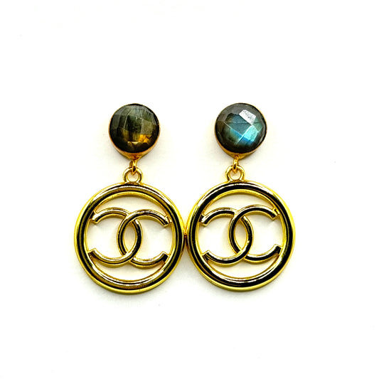 Circle Luxe Labradorite Earrings