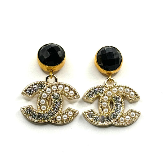 Sparkle & Pearly Black Onyx Earrings