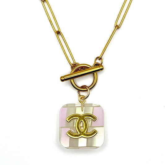 Gold Tone & Iridescent Necklace