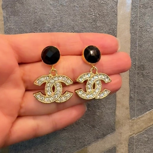 Black Onyx & Sparkle Earrings