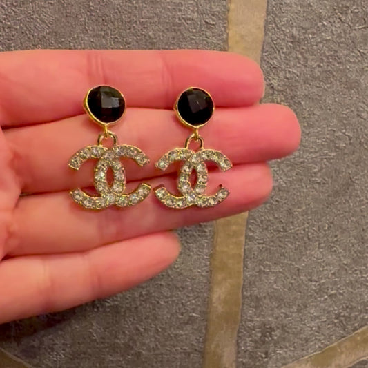 Black Onyx & Sparkle Petite Earrings